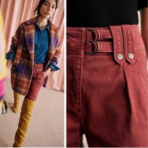 Sezane Burgundy Straight Leg Pants